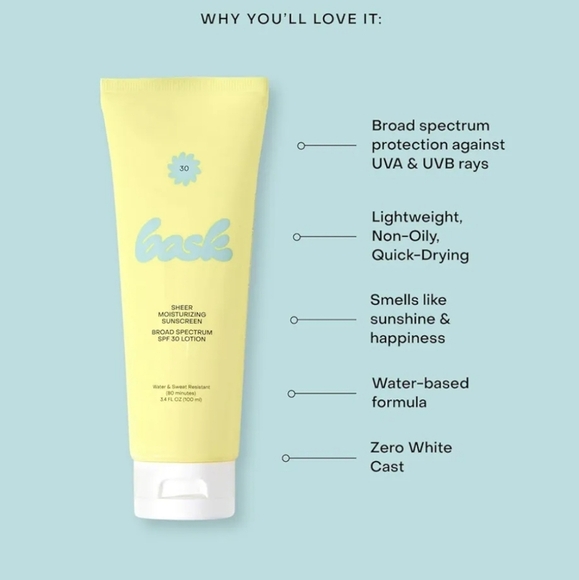Bask Sheer Vegan Moisturizing Sunscreen SPF 30, NIB - Picture 3 of 5